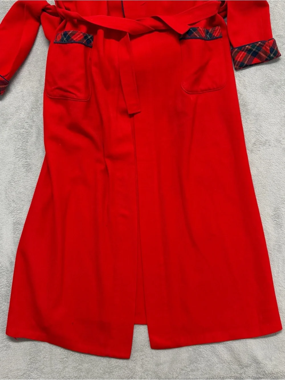 Vintage PENDLETON 100% Pure Virgin Wool Bathrobe Red USA Made Size Medium